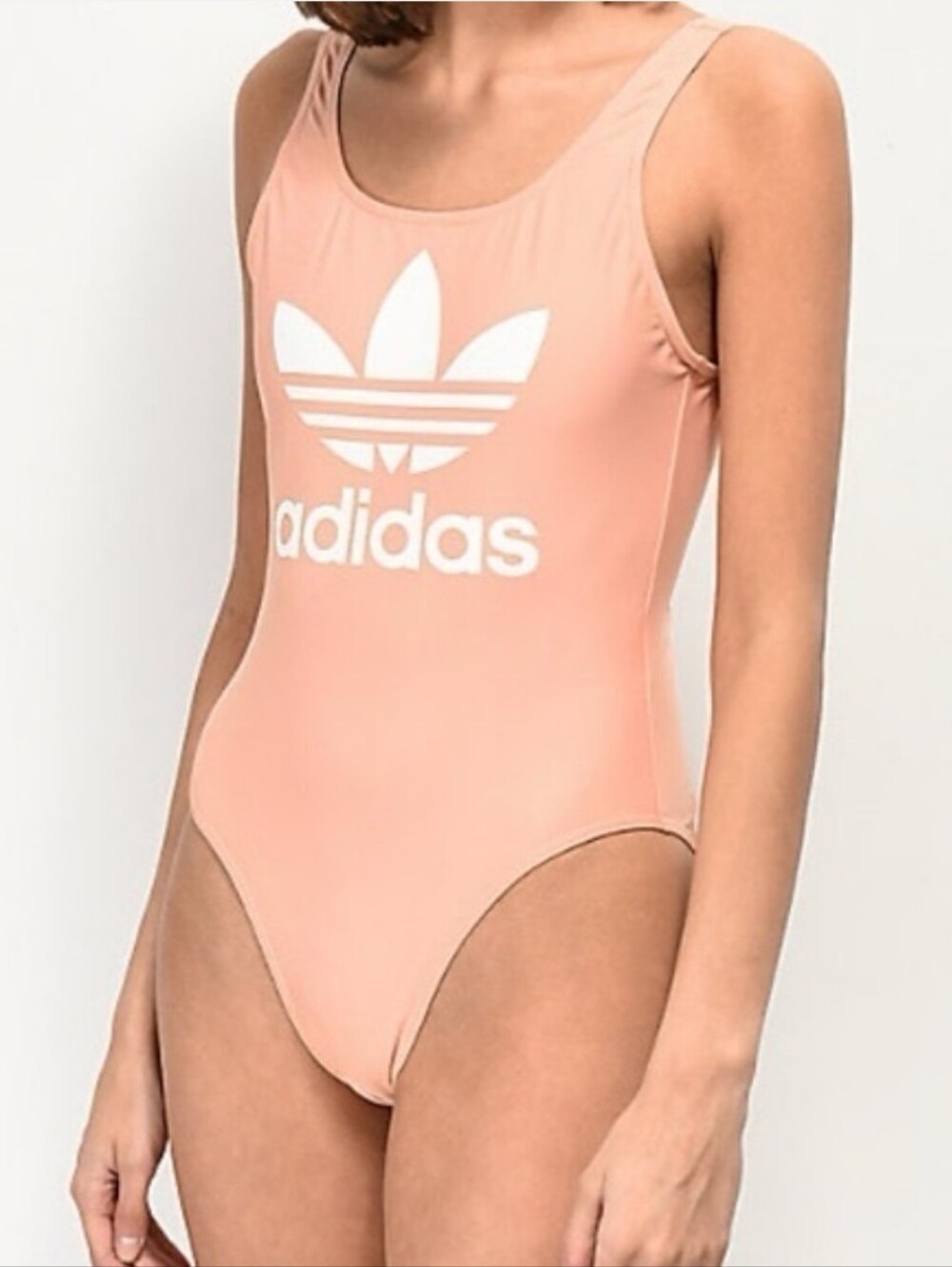 Adidas Originals Trefoil One Piece Swimsuit Womens Size L Peach Athletic Logo Sw